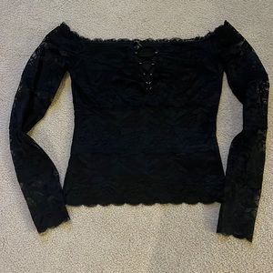 Black lace off the shoulder top